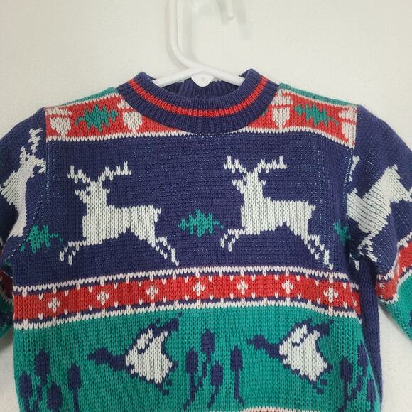 VTG Honors Infant Baby Toddler Sweater Deer Goose Animals Cottagecore 18 Months - Picture 3 of 11